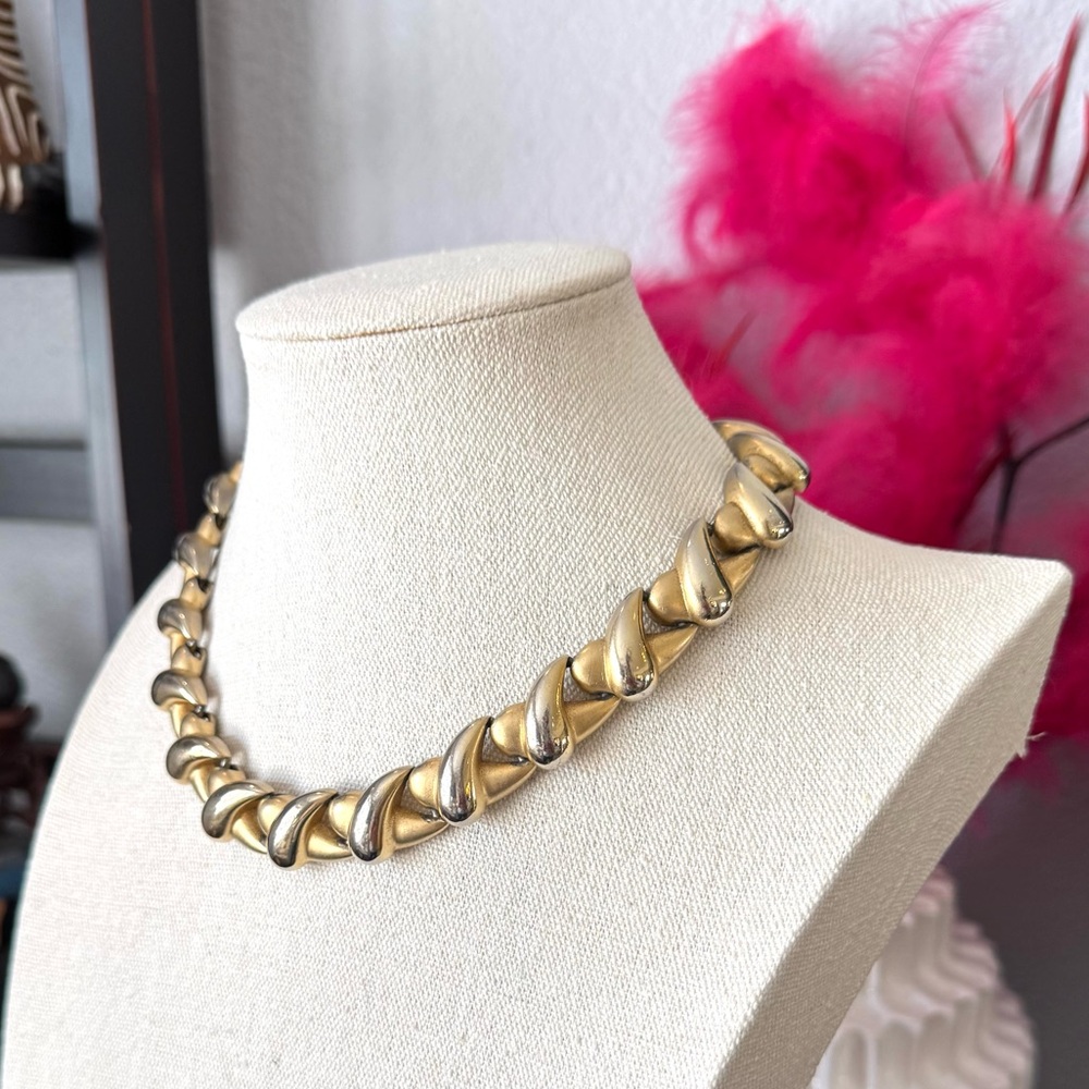 Vintage Edwin Pearl Gold and Silver Necklace - Picture 5 of 8